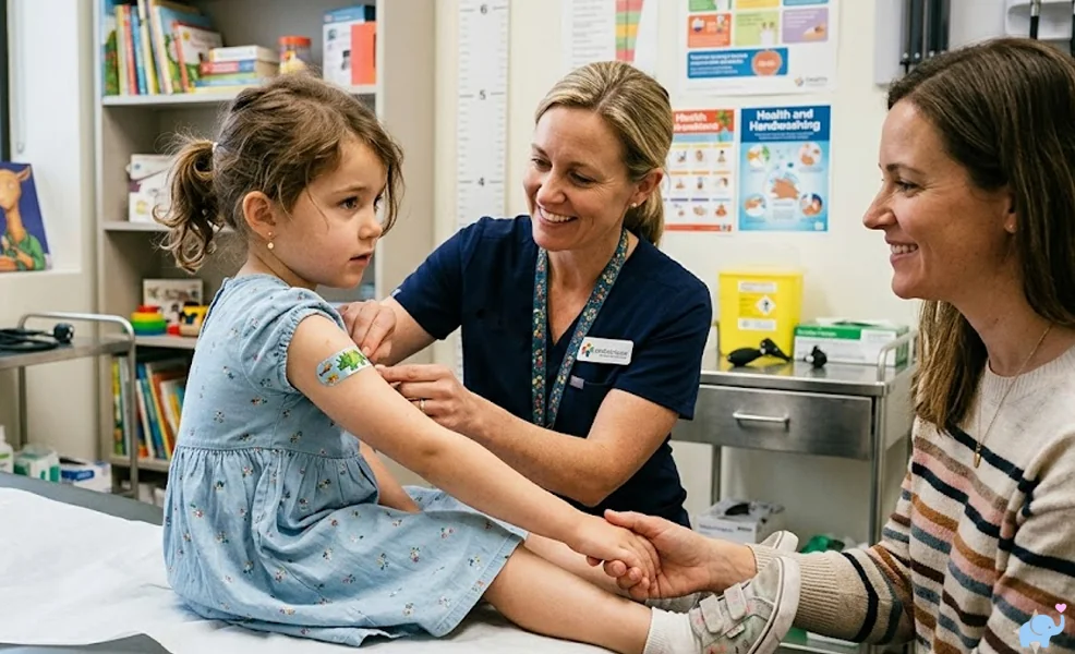 child getting vaccine